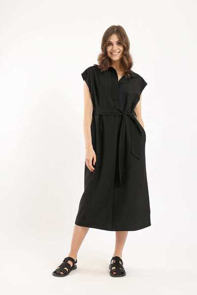CARINA Women's Midi Dress with Waist Belt