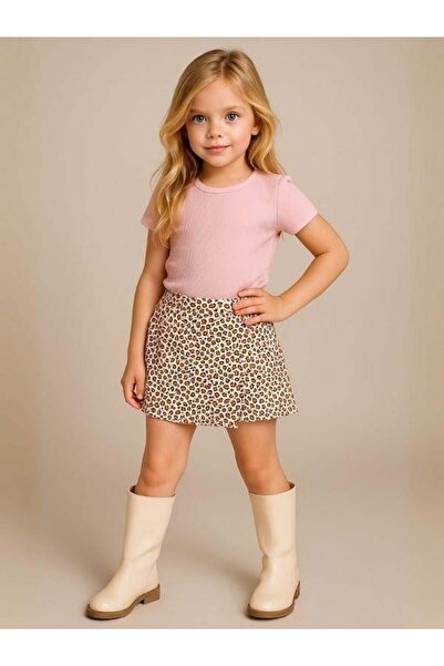 Zekids Fusta scurtă cu model leopard pentru fete