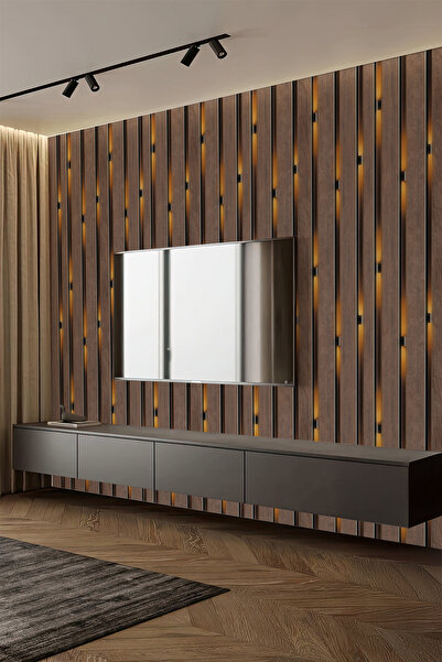 dreamwall 3D Kalın Ahşap LED Çizgili Panel Duvar Kağıdı – Tek Parça, Özel Ölç...