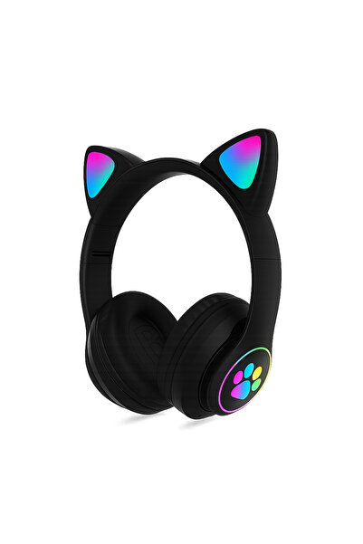 Brivoo® Casti wireless Smart Technology Bluetooth 5.0 cu design LED „Cat Ears” luminos