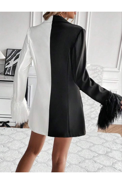 Buklemoda Color Block Tassel Detail Jacket Dress