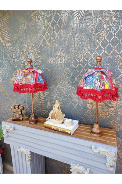 Nevena handmade Kırmızı püsküllü Bali şemsiyesi