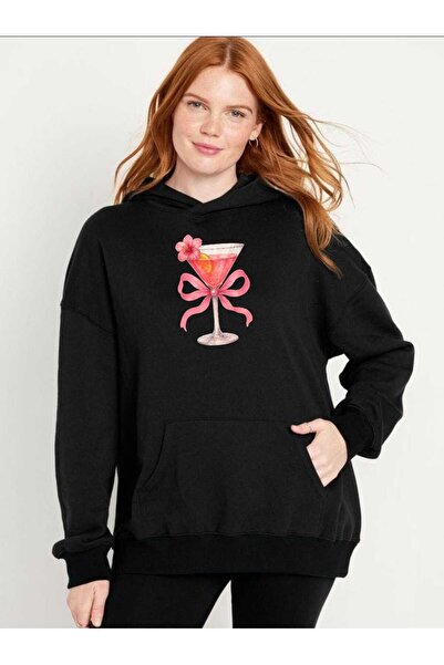 tkn your style Hanorac oversize unisex cu glugă, cu imprimeu floral, cu desig...