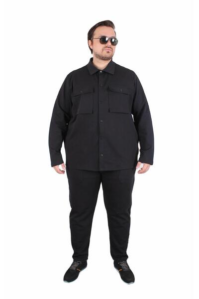 MocGrande Мъжки спортен екип с качулка и двойни джобове TK25605 ЧЕРЕН