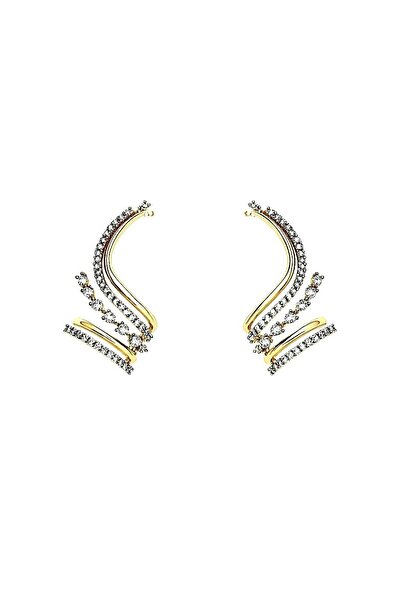 Sense of Atelier أقراط سيرافين مرصعة بالأحجار - ذهبية