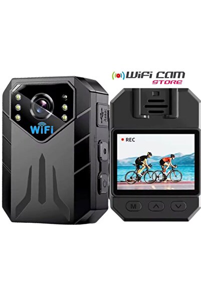 WİFİCAM Wifi Li Gece Görüşlü Ekranlı Yaka Kamerası V2