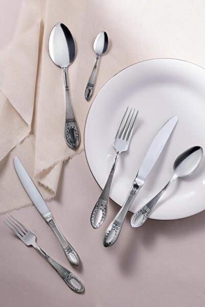 Madame Coco Yeni Sezon La Papillion 84 Parça Çatal Bıçak Kaşık Seti - Silver - SILVER