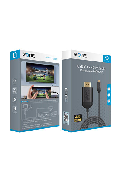 EONE كيبل USB-C إلى HDMI بدقة 4K بسرعة 60Hz للتوصيل المباشر