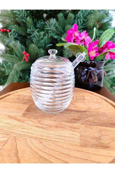 Madame Coco Lorenzo Kaşıklı Cam Bal Kavanozu - 240ml - 1 Adet