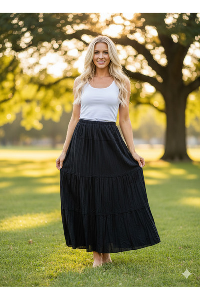ÇELEBİ STYLE Nursery Hijab Skirt Long Skirt with Inner Lining Pleated Skirt