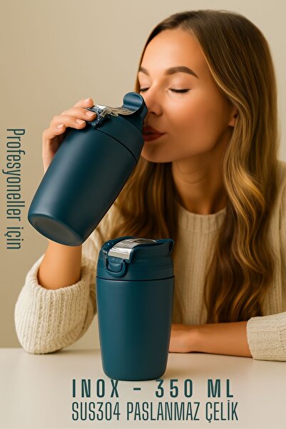 Transformacion كوب قهوة من الفولاذ المقاوم للصدأ - 350 مل SUS304 ترمس فولاذي احترافي أزرق 722133