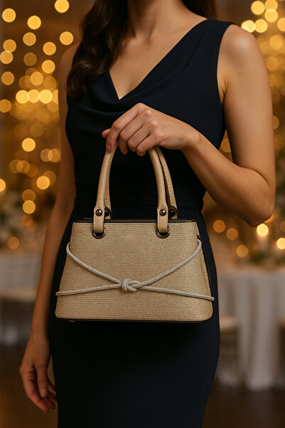 MOLDİVA Silvery Evening Bag for Weddings and Special Occasions, Small Size, Multi-Compartment, Gift-Worthy, Stylish.
