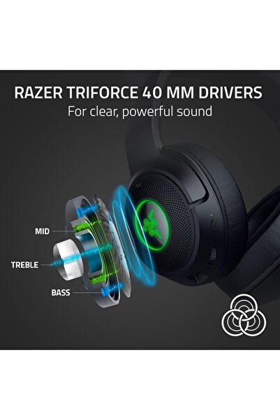 RAZER Kraken Kitty V2 BT Wireless RGB Headset: Chroma RGB Kitty Ears & Earcups, Bluetooth 5.2-40 mm.