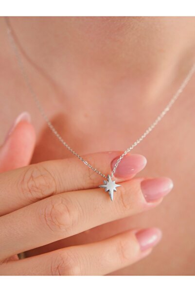 Luvaistanbul Minimal Kutup Yıldızı Tasarım 925K Gümüş Kolye