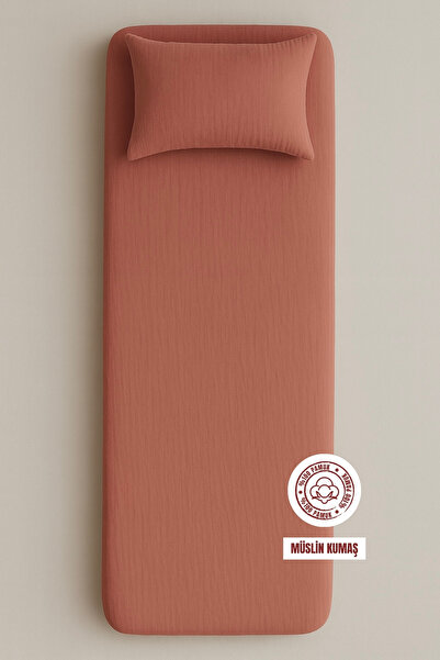 sutra 100% Cotton Muslin Fabric Single Fitted Sheet Set