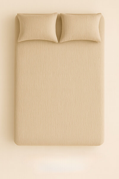 sutra 100% Cotton Muslin Fabric Double Fitted Sheet Set