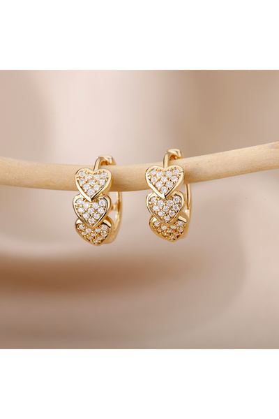 Choice أقراط E2306G-6 من الفولاذ المقاوم للصدأ على شكل قلب من الزركون للنساء،...