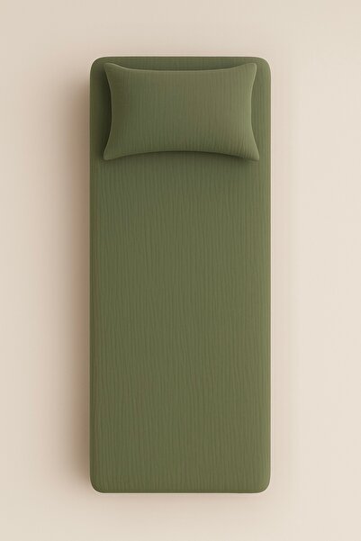 sutra 100% Cotton Muslin Fabric Single Fitted Sheet Set