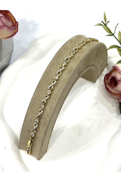 XUPING JEWELRY Zirkon Taşlı Sonsuzluk Vip Model Çelik Bileklik Model 3 (14k G...