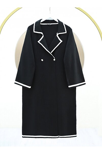 HİJABAYA Μακριά πλεκτή ζακέτα με κουμπωτές τσέπες στο μπροστινό μέρος