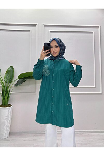 moda acar BÜRÜMCÜK KUMAŞ PAPATYALI TUNİK