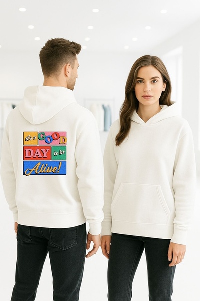 ArtYus Zi bună să trăiești Colorat cu imprimeu cu glugă Swea tricou