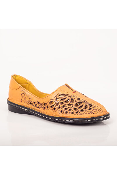 Condur by Paula Pantofi dama caual piele naturala galben inchis stil balerin