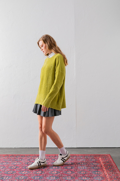 Wega Moda Bisiklet Yaka Oversize Buklet Triko Kazak - Rahat ve Şık | Kaliteli Triko | Trend Kazak