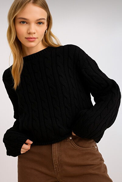 LUSHİGO Tricotaj cu împletitură de păr pentru femei Cool Regular Fit guler ro...