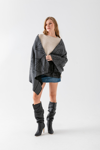 Wega Moda Şal de umăr cu model de frunze, şal de umăr elegant, confortabil, p...