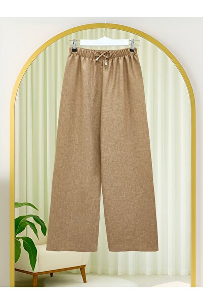 HİJABAYA Λινό παντελόνι Sofia με ελαστική μέση και λεπτομέρεια με κορδόνια