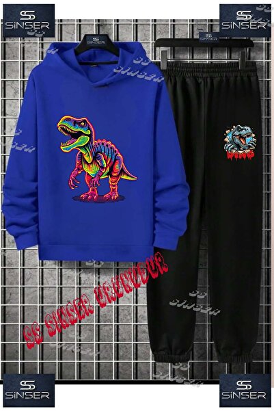 SS SİNSER Детски унисекс комплект спортен екип с качулка и специален принт „D...