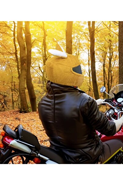 Beta Peluş Kask kılıfı Sarı Kulaklı Motosiklet Aksesuarı Kask Süsü
