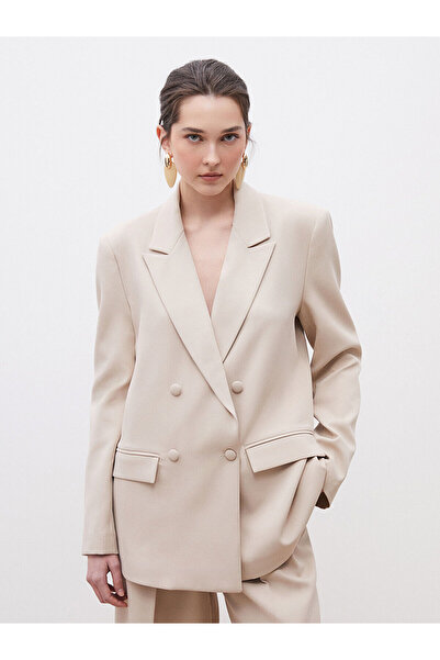 LC Waikiki Bej Krep Kadın Blazer Ceket