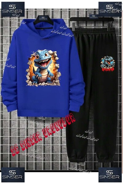 SS SİNSER Παιδικό Unisex Σετ Φόρμας με Κουκούλα "DINAZOR BLUE MAGARADAN CIKAN...