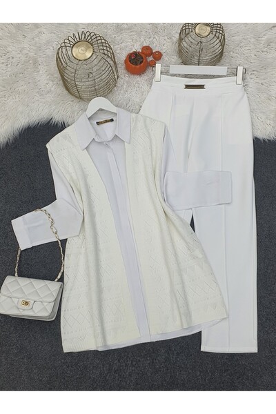 HİJABAYA Πλεκτή ζακέτα με διάτρητο σχέδιο με μηδενικό μανίκι