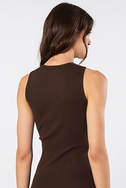 TÜREN Women's Sleeveless Ribbed Tank Top 3407/Brown