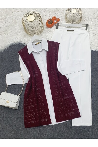 HİJABAYA Πλεκτή ζακέτα με διάτρητο σχέδιο με μηδενικό μανίκι