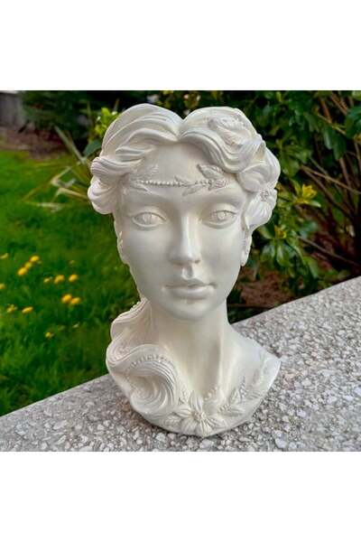 velve Vaza Venus Kindly Girl, Alb sidefat 30 cm