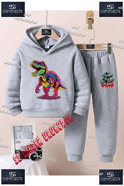 SS SİNSER Детски унисекс комплект спортен екип с качулка и специален принт „D...