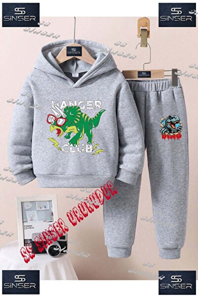 SS SİNSER Children's Unisex Custom Printed Hoodie and Sweatpants Set with a D...