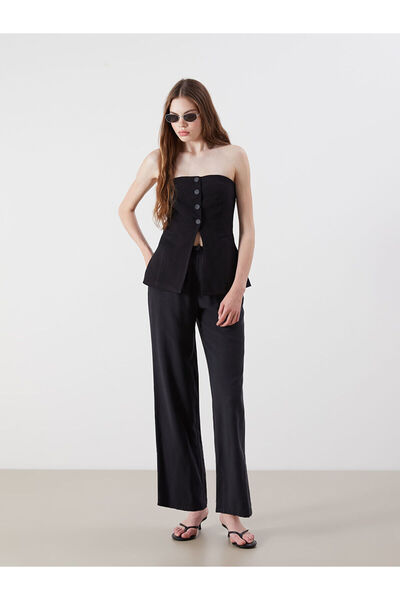 LC Waikiki Peak New Season Elastic Waist Wide Leg Women's Trousers
