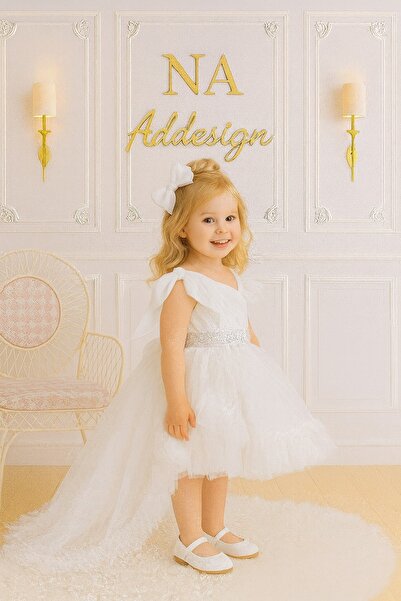 NA ADDESIGN Princess Fairytale Tulle Dress, Special Design Dress with Puffy Train