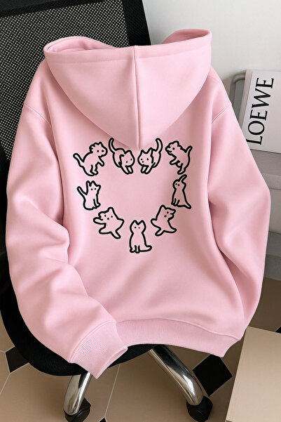 SVART WEAR Φούτερ για γάτες oversized βαμβακερό casual hoodie με κουκούλα φού...