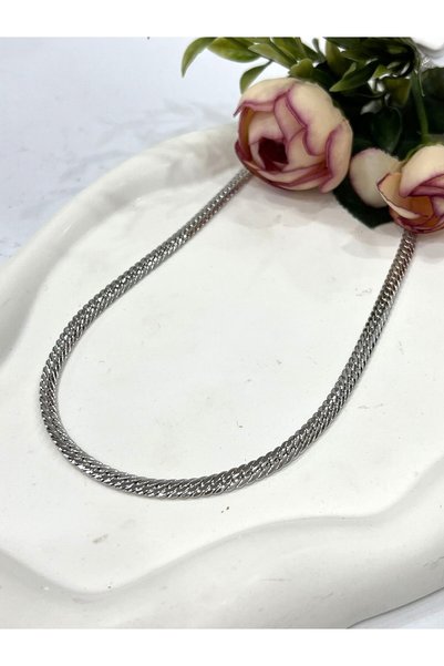MASAL TAKI&AKSESUAR Xuping Vip Thick 0.5mm Braided Premium Chain Necklace (Silver - 60cm)