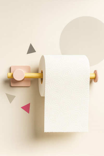 Fhilli Kendiliğinden Yapışkanlı Bambu Tuvalet Kağıdı Tutucu 20 cm