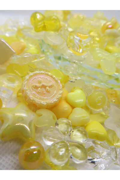 Boncuk Abla Sarı Jelly Charm Boncuk Karışık 50 Adet Figür Boncuk