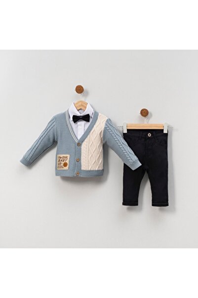 NOWA Kids - Erkek bebek çoçuk 3 parça Trikolu Takım- Örme ceket Gömlek Pantolon seti