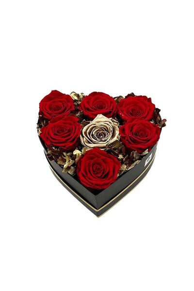 velve Σύνθεση λουλουδιών Glame σε σχήμα καρδιάς με επτά κρυογενικά τριαντάφυλ...