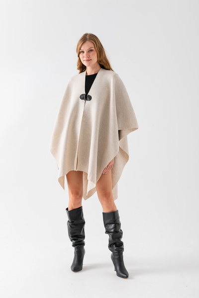 VEGA MODA Γυναικεία κάπα oversized με λεπτομέρεια με κουμπιά |   Ρούχα και καθημερινό κομψό πανσό, καμπαρντίνα πανσό - πανσό